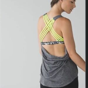 Lululemon Wild Tank Heathered Slate Crosscourt Petal Black Clarity Yellow